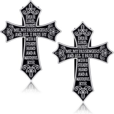 Tallew 2 Pcs Religious Cross Sun Visor Clips for Cars with Prayer Blessing