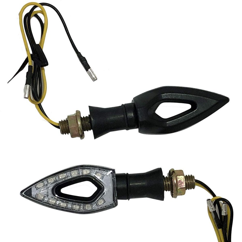 MotorToGo Black Sequential Turn Signals Diamond LED (Flasher Free) Turn Signals Blinkers Indicators Compatible for Kawasaki ZR1100