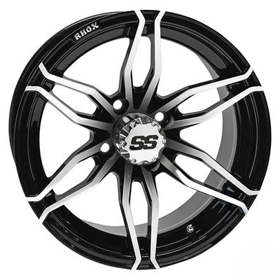 Revenge Golf Cart Parts & Accessories 14x7 ET-25 RHOX Machined Black Golf Cart Wheel