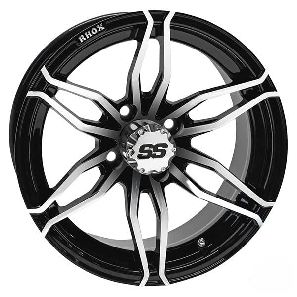 Revenge Golf Cart Parts & Accessories 14x7 ET-25 RHOX Machined Black Golf Cart Wheel