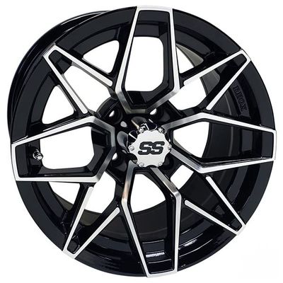 Revenge Golf Cart Parts & Accessories 14x7 ET-25 Machined Gloss Black Golf Cart Wheel