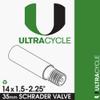 ULTRACYCLE Schrader Valve Bicycle Tire Inner Tube 14'' x 1.5-2.2'' 35 mm view 2