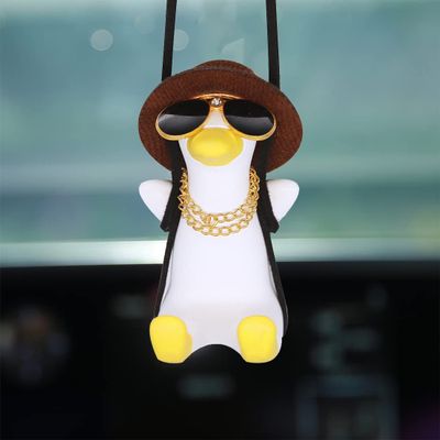 Cool Swinging Duck Car Hanging Ornament, Pendant Interior Rearview Mirror Decoration and Car Rear View Mirrior Hanging Accessories