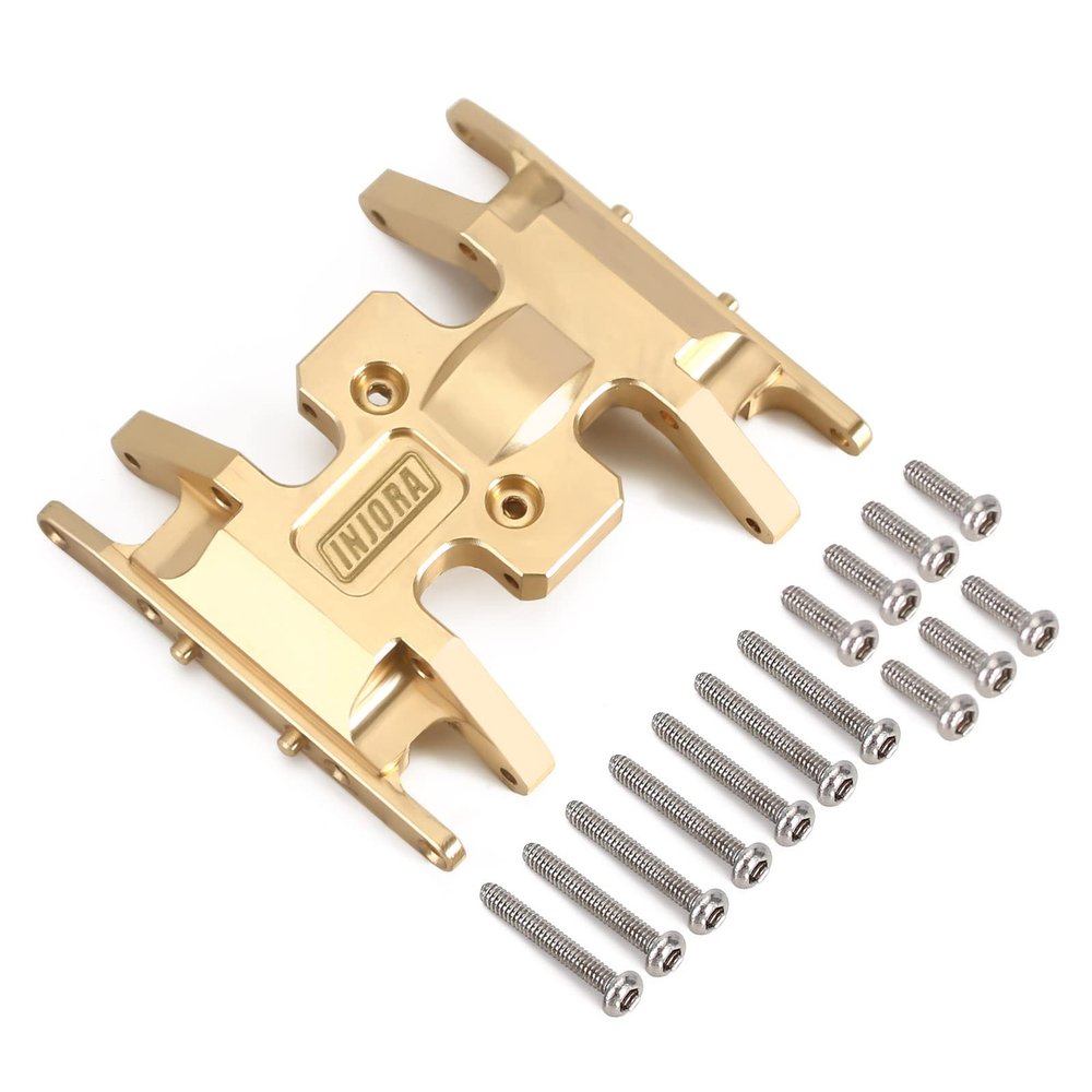 INJORA RC Skid Plate Brass Chassis Accessories for 1/24 RC Crawler Axial Gladiator Bronco C10 JLU Deadbolt Upgrades Parts (Gold)