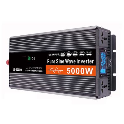 Pure Sine Wave Inverter 12V to 220V 3000W-6000W Peak Power Converter DC to AC with LCD Display, for Car Boat Truck RV Solar Power,5000W-24Vto220V