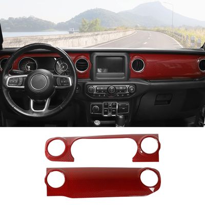 RT-TCZ Center Console Trim Cover Dashboard Control Panel Cover Decorative Interior Accessories for Jeep Wrangler JL JLU & Gladiator JT 2018-2022,Red Carbon Fiber