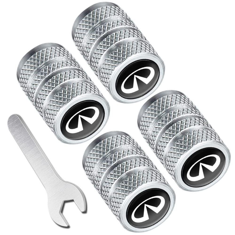 Munyday Metal Car Wheel Tire Valve Caps Replacement for Infiniti QX50 Q50 Q70 Q70L Q60 QX30 QX60 QX80 Land CruiserSeries Auto Valve Stem Cover Decoration Accessories Silver, (valve caps lx)