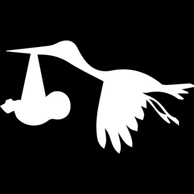 2 Pcs - Decal Stickers of Stork Carrying Baby (White) Premium Waterproof Vinyl Decal Stickers for Laptop Phone Accessory Helmet Car Window Mug Tuber Cup Door Wall Decoration ANDSKUS078191WH070722