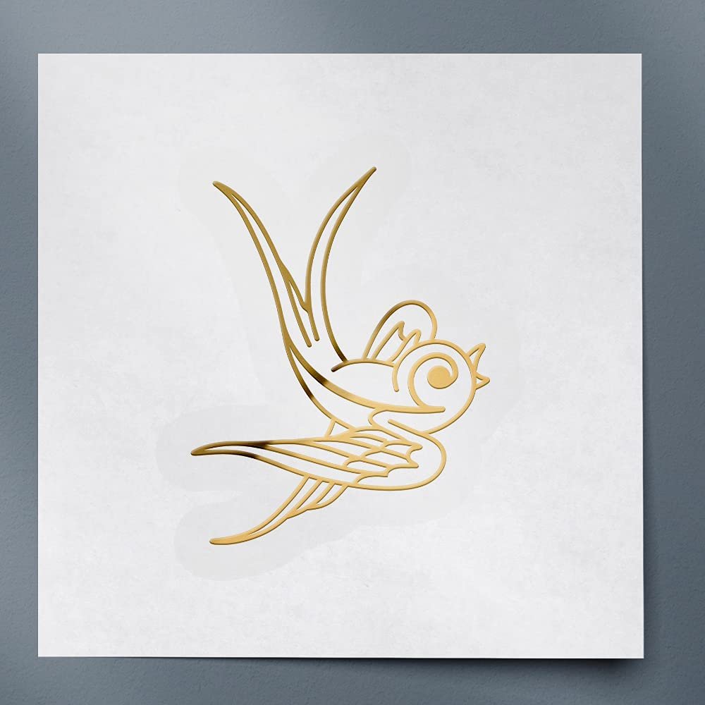 2 Pcs - Decal Stickers of Sparrow Bird (Metallic Gold) Premium Waterproof Vinyl Decal Stickers for Laptop Phone Accessory Helmet Car Window Mug Tuber Cup Door Wall Decoration ANDSKUSd19233GO070722