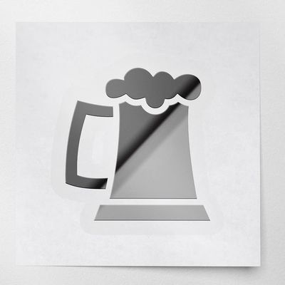 2 Pcs - Decal Stickers of Beer Stein (Metallic Silver) Premium Waterproof Vinyl Decal Stickers for Laptop Phone Accessory Helmet Car Window Mug Tuber Cup Door Wall Decoration ANDSKUSe32784SI070722