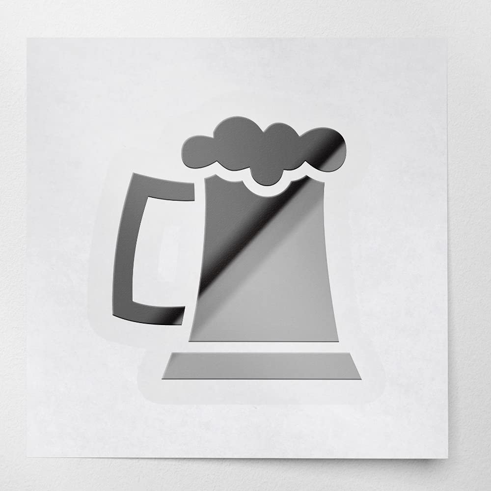 2 Pcs - Decal Stickers of Beer Stein (Metallic Silver) Premium Waterproof Vinyl Decal Stickers for Laptop Phone Accessory Helmet Car Window Mug Tuber Cup Door Wall Decoration ANDSKUSe32784SI070722