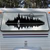 Minglewood Trading Lake Moon Bigfoot in Tree Line Forest Scene Vinyl Decal V7 - Sasquatch Camping - Die Cut Sticker view 1