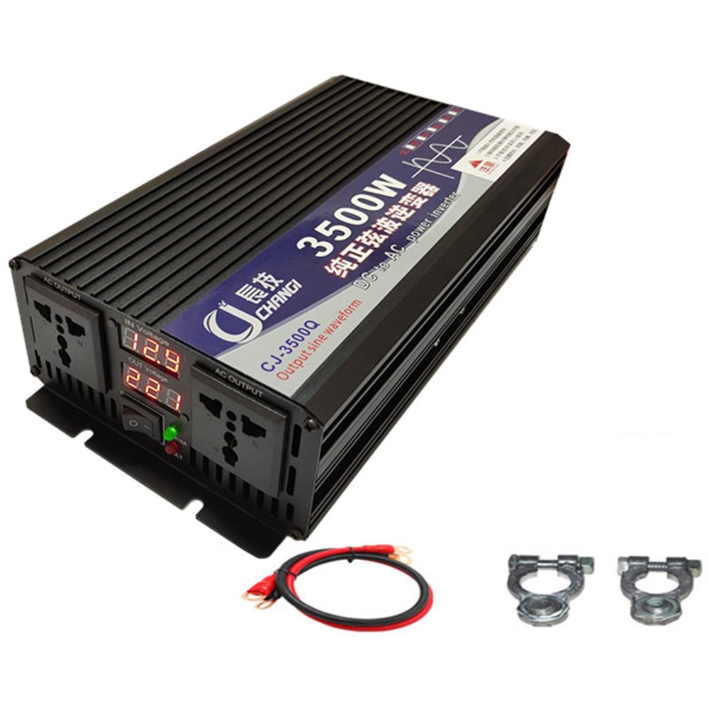 Niczu 3500W 4000W 5000W 5500W 6000W 8000W Car Inverter DC 12V 24V 48V 60V 72V to AC 220V Pure Sine Wave Power Voltage Converter with Digital Display Screen,3500W-12V