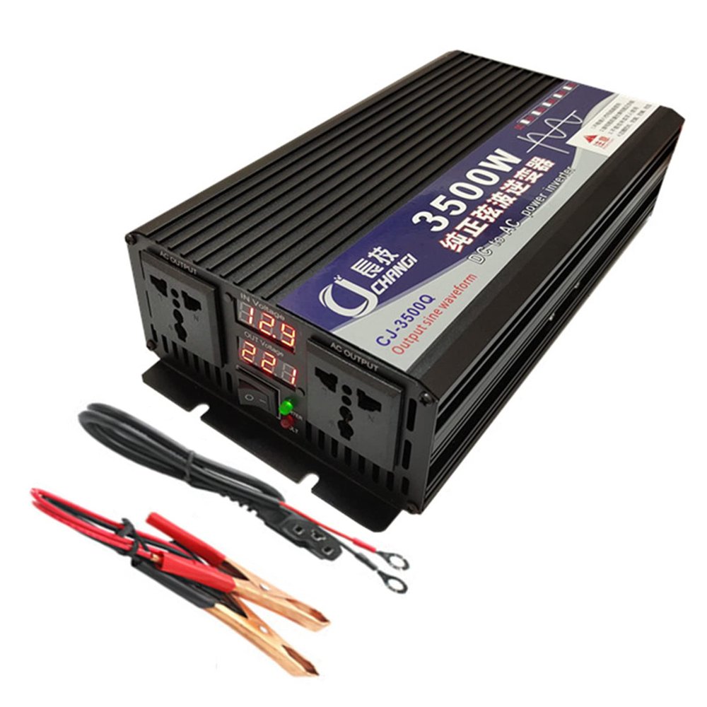Niczu Pure Sine Wave 3500W 4000W 5000W 5500W 6000W 8000W Car Inverter DC 12V 24V 48V 60V 72V to AC 220V Power Voltage Converter with Digital Display Screen,3500W-60V