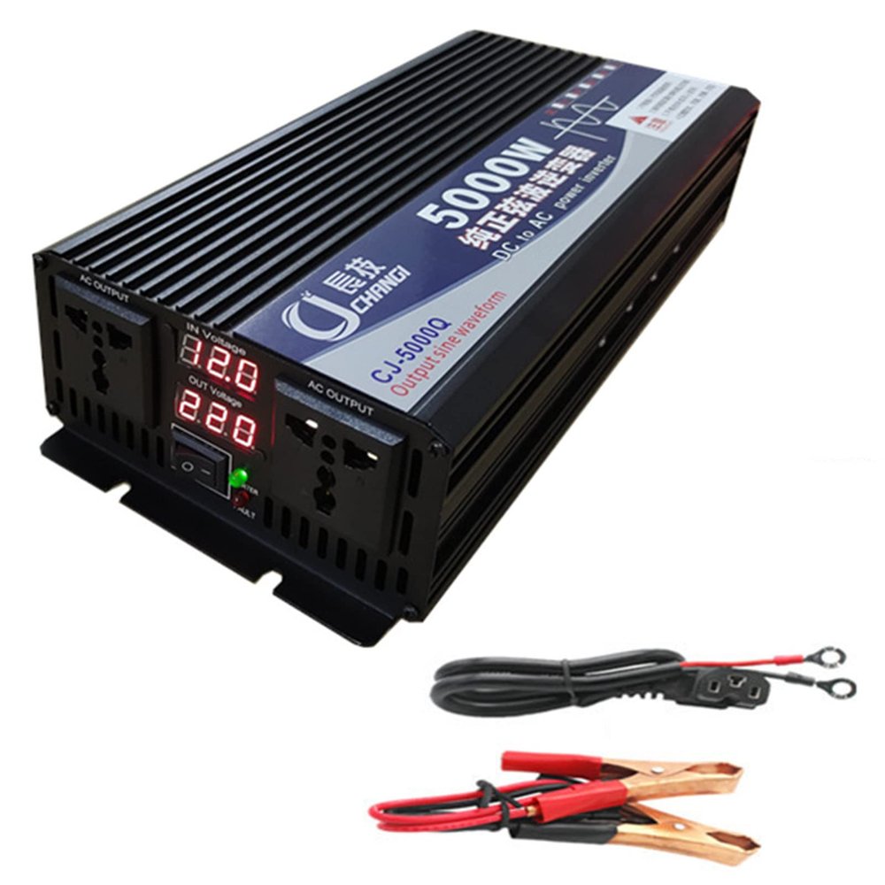 Niczu 3500W 4000W 5000W 5500W 6000W 8000W Car Inverter DC 12V 24V 48V 60V 72V to AC 220V Pure Sine Wave Power Voltage Converter with Digital Display Screen,5000W-72V
