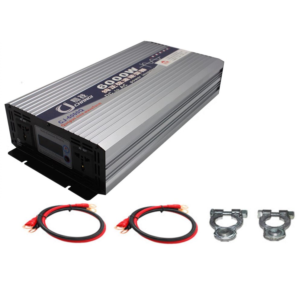 Niczu 3500W 4000W 5000W 5500W 6000W 8000W Car Inverter DC 12V 24V 48V 60V 72V to AC 220V Pure Sine Wave Power Voltage Converter with Digital Display Screen,6000W-12V