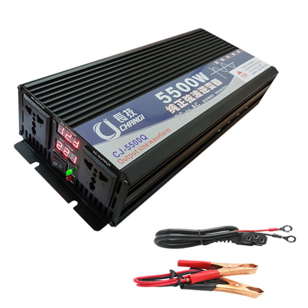 Niczu 3500W 4000W 5000W 5500W 6000W 8000W Car Inverter DC 12V 24V 48V 60V 72V to AC 220V Pure Sine Wave Power Voltage Converter with Digital Display Screen,5500W-72V