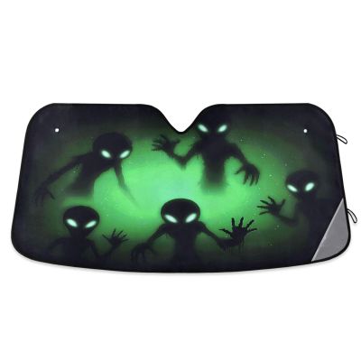Spooky Aliens Car Windshield Sunshades Sun Shade Reflective Block UV Rays Protector Keep Your Vehicle Cool Sun Visor Cover Foldable for Car Truck SUV S