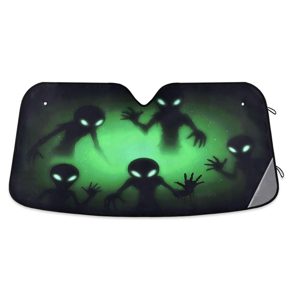 Spooky Aliens Car Windshield Sunshades Sun Shade Reflective Block UV Rays Protector Keep Your Vehicle Cool Sun Visor Cover Foldable for Car Truck SUV S