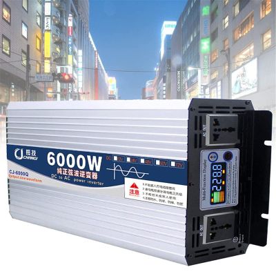 Pure Sine Wave Power Inverter DC 12V to AC 230V/240V Converter Controller & Dual AC outlets & USB for RV Truck Car,6000W-48Vto220V