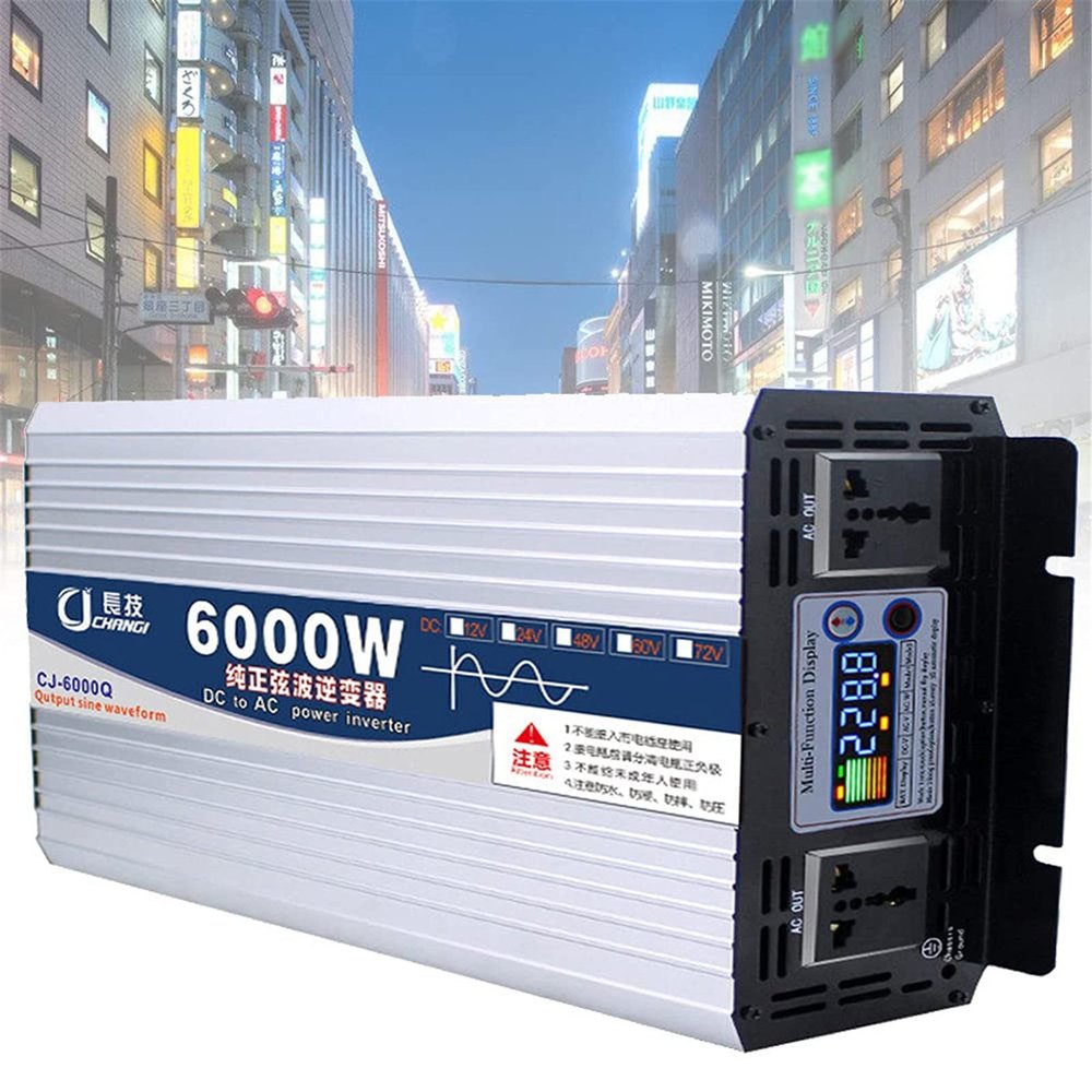 Pure Sine Wave Power Inverter DC 12V to AC 230V/240V Converter Controller & Dual AC outlets & USB for RV Truck Car,6000W-48Vto220V