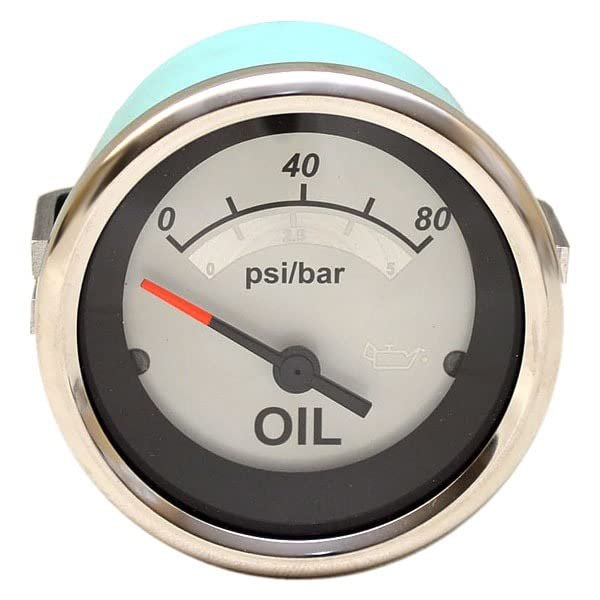 Teleflex Marine Boat Oil Pressure Gauge 69674F | 2 Inch Silver White