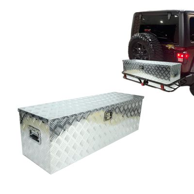 CHOWTY 49"X15"X15" Silver Heavy Duty Aluminum Pickup Truck Bed 5 Bar Tread Pattern Truck Tool Box, Underbody Tool Box Storage Trailer Tongue Box with Lock and Key for RV, ATV, Trailer & Truck