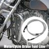 Motoforti 160cm 62.99" 10mm 28 Degree Motorcycle Braided Brake Clutch Oil Hoses Line Pipe Clutch Throttle Gas Line Fuel Pipe Silver Tone for ATV for Dirt Bike view 2
