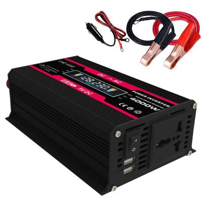 Power Inverter 300 Watt, Car/Home 12V Dc to 110/220V Ac Converter, with Dual Smart Fans, for Home, Rv, Boat, Emergency,Black-220V