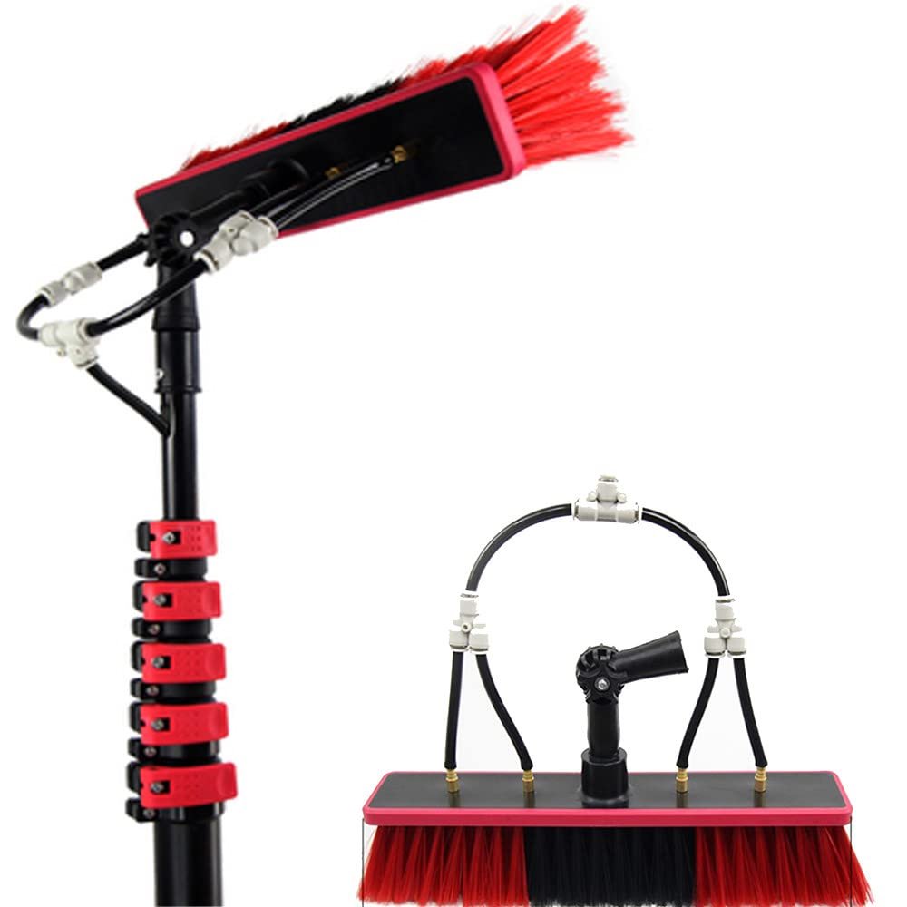 SHENGSHIYU Lightweight Extension Rod Handle, Window Cleaning Brush, Can Spray Water Through a Water Brush, Scratch Free Brush for Cleaning Bathroom, Garage,24FT