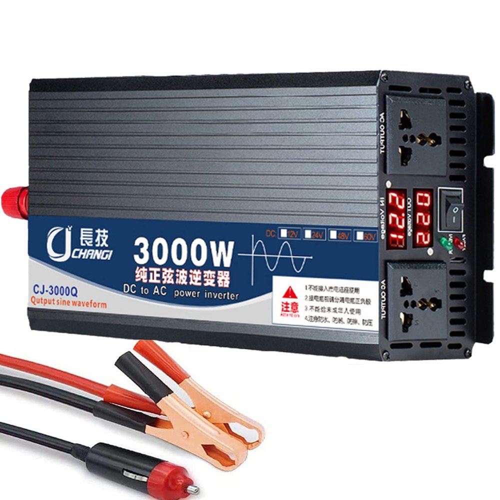 3000W 4000W 5000W Power Inverter 12V 24V 48V 60V to 110V 220V DC to AC Voltage Converters Solar Transformer with LCD Display and Dual AC Outlets,for Car Truck Boat RV Solar System,3000W-48Vto110V