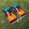 Sunset Beach Palm Trees Cornhole Board Vinyl Wrap Laminated Decal Sticker Set view 1