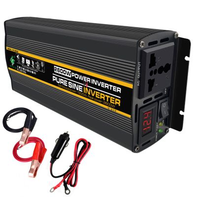 FONOBO Pure Sine Wave Inverter 2000W/2600W Power Inverter Dc 12/24V to 110/220V Ac Car Converter, with LCD Display, for Truck/Rv,2600W/12V-110V