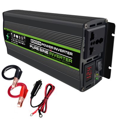 FONOBO Pure Sine Wave Inverter 2000W/2600W Power Inverter Dc 12/24V to 110/220V Ac Car Converter, with LCD Display, for Truck/Rv,2000W/12V-220V