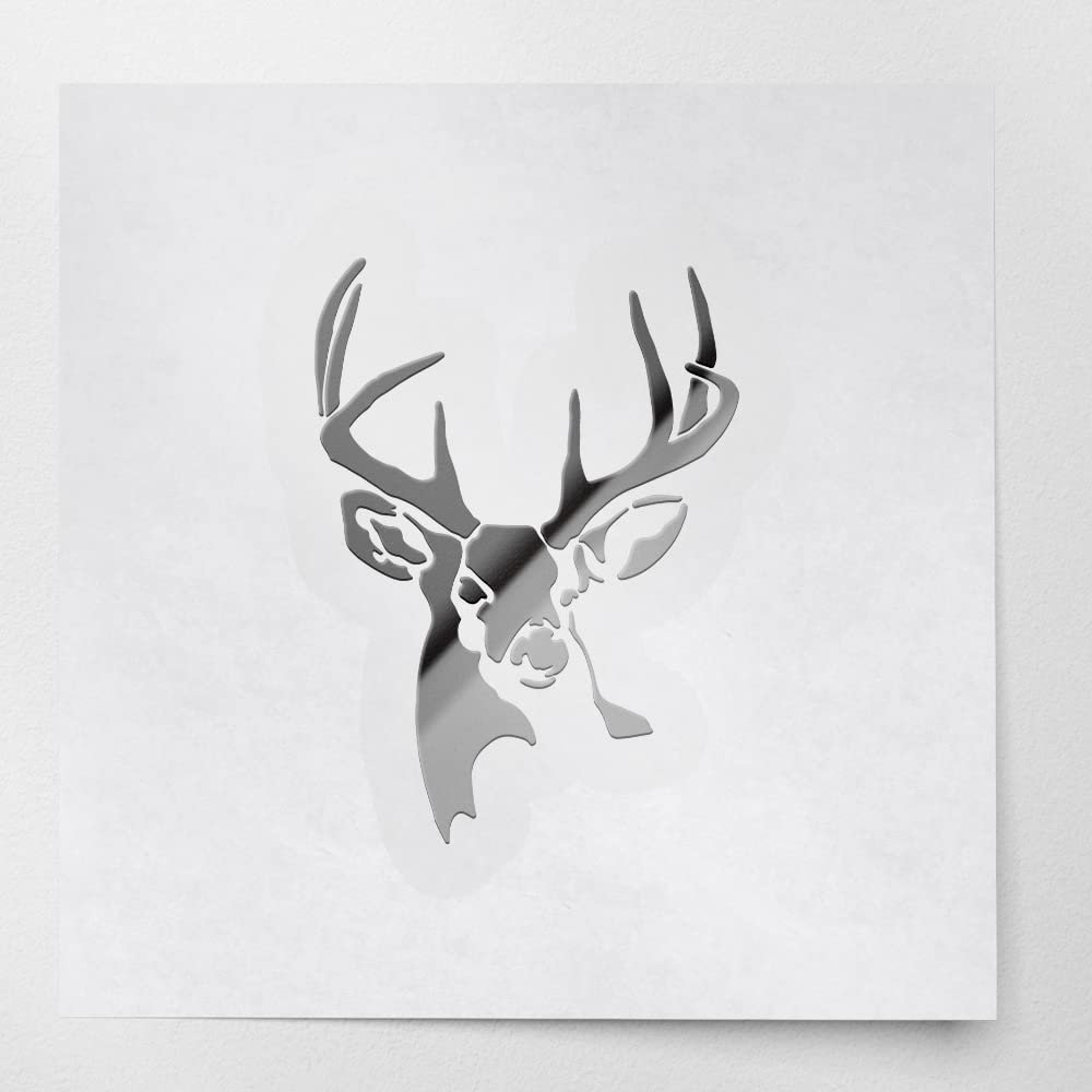 Transparent Decal Stickers of Whitetail Buck Deer Stencil 2 (Metallic Silver) Premium Waterproof Vinyl Decal Stickers for Laptop Phone Accessory Helmet Car Window Mug Tuber Cup USCSKUS0a8962SI072022