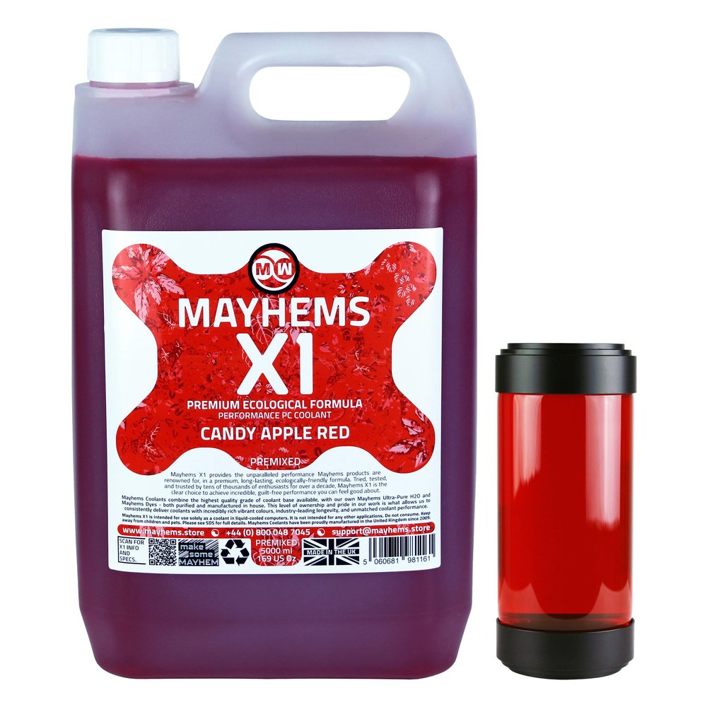 Mayhems - X1 Premixed PC Coolant - Computer Water Cooling Fluid - Liquid Cooling, Eco Friendly Series, 5 Litre, Candy Apple Red