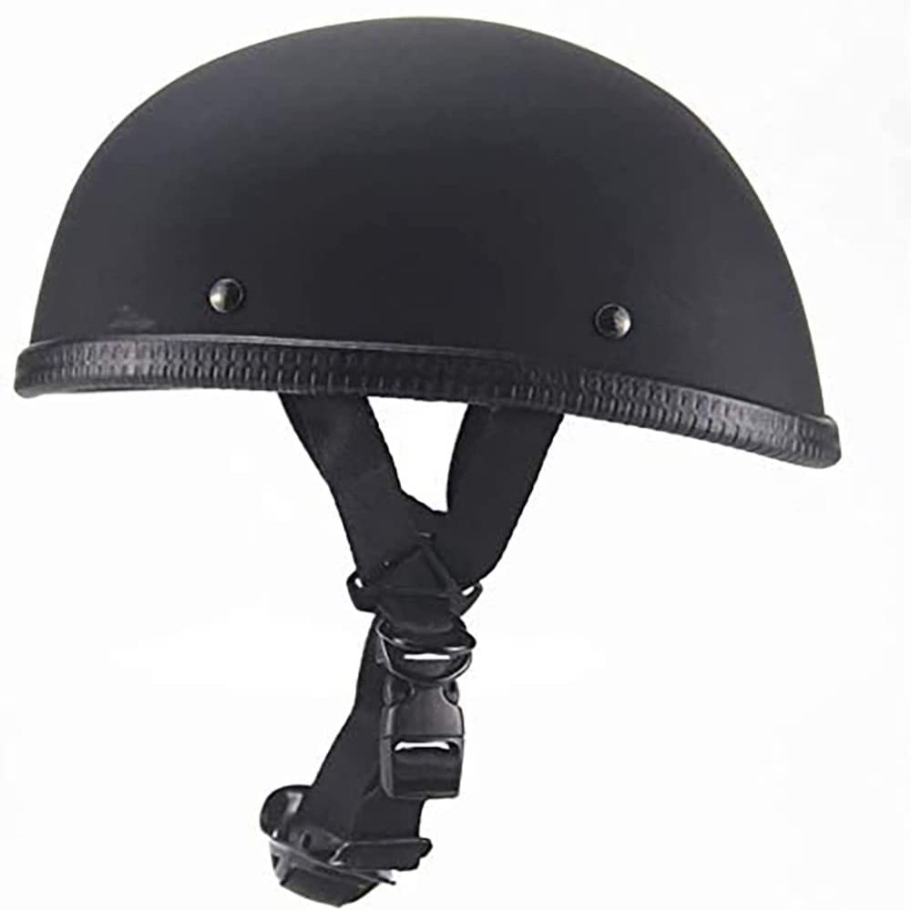 German Style Open Face Road Riding Beanie Helmet Low Profile Chopper Motorcycle Half Helmet = Small and Light Summer Cool Skull Cap for Adult Men and Wome DOT Approved -Matte black-2XL