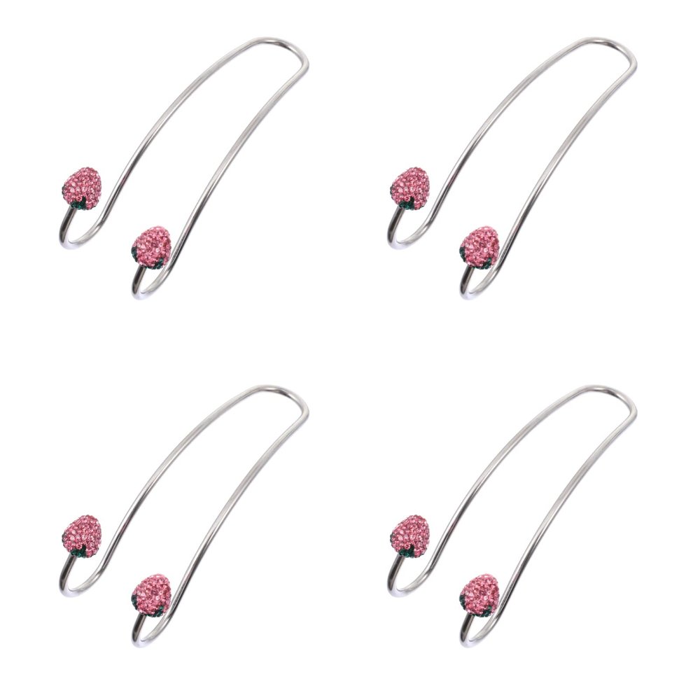 LIFKOME 4pcs Strawberry Backseat Hooks Durable Rhinestone Car Headrest Hangers for Stylish Vehicle Storage Chic Design for Organizing Bags and Accessories Cars