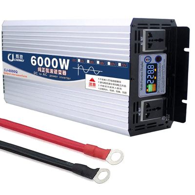 BEZAX Pure Sine Wave Power Inverter 5000W 6000W 7000W 8000W DC 12V 24V 48V 60V to 110V 220V AC Solar Inverter with 2 AC Outlets and LCD Display for Car,Truck,Camping,6000W-60Vto220V