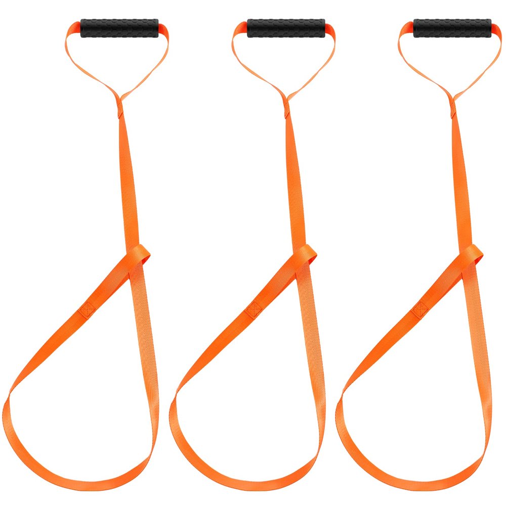 Oudain 3 Pcs Deer Drag Rope with Grip Handle, Harness Deer Tow Strap Orange Durable Safety Puller Hunting Accessories for Men