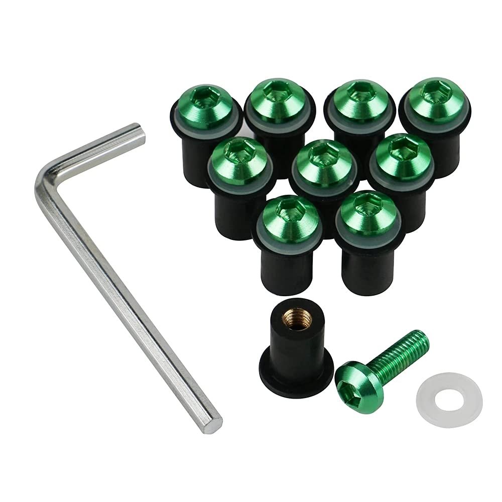 WYNMOTO Motorcycle Bolt Kit Screws Kits Washers Mounting Kits Windscreen Bolts Fit For ZX12R 2000 2006 01 02 03 04 05 zx-12r Fasterner Kit Bolts Windshield Screw Bolts (Green)