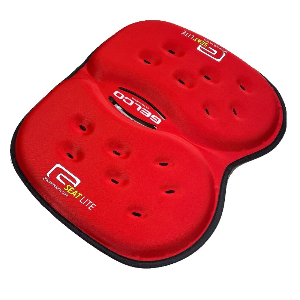 G Seat LITE Travel Gel Foam Cushion | Back Pain, Sciatica, Pressure Relief | Relieves Tailbone Discomfort, Promote Healthy Posture | Ergonomic Comfort | Car, Commute, Airplane and Travel - Red
