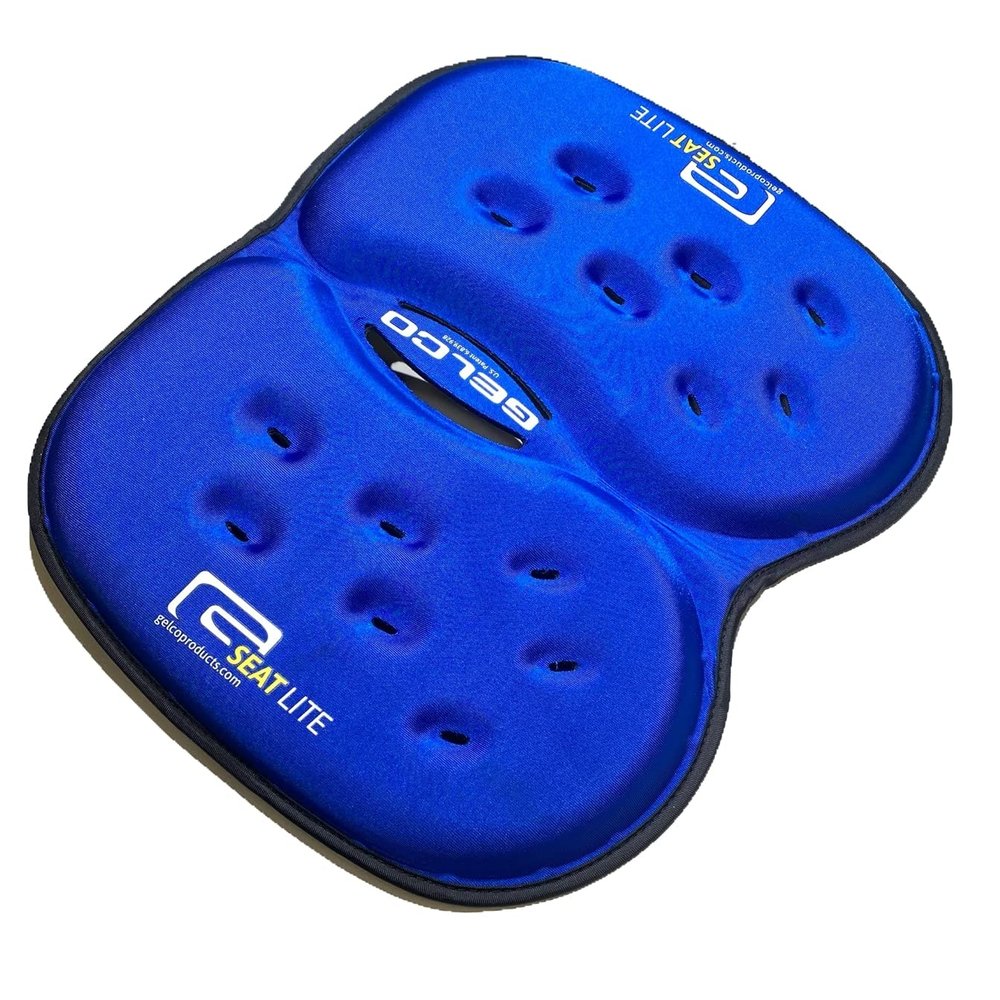 G Seat LITE Travel Gel Foam Cushion | Back Pain, Sciatica, Pressure Relief | Relieves Tailbone Discomfort, Promote Healthy Posture | Ergonomic Comfort | Car, Commute, Airplane and Travel - Blue