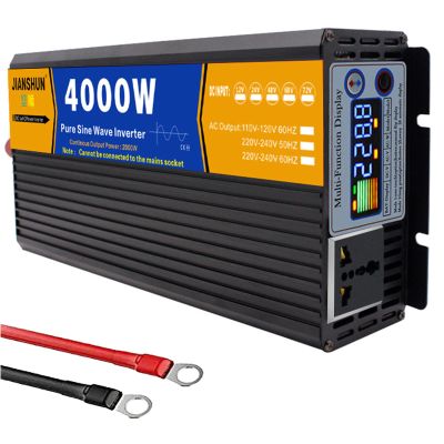 BEZAX Pure Sine Wave Power Inverter 3000W 4000W 5000W 6000W 8000W Converter DC 12V/24V/48V/60V to 110V 220V 230V 240V AC Outlets Inverter for Travel Trip,4000W-24Vto220V
