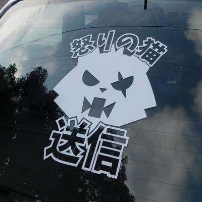 Angry Cat V1 Windshield Rear Window Decal Car Sticker Banner JDM Vinyl Graphics Stance Kanji Drift (Yellow, 4" X 8")