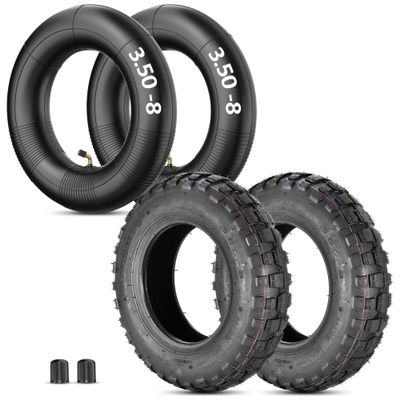 RUTU 3.50-8 Tire with Inner Tube -fit Monkey Bike Z50 Z50A Z50R Z50RD MT50 Mini Trail & Off-Road Bikes - TR87 Bent Valves - Anti-Explosion & Puncture-Proof Inner Tubes