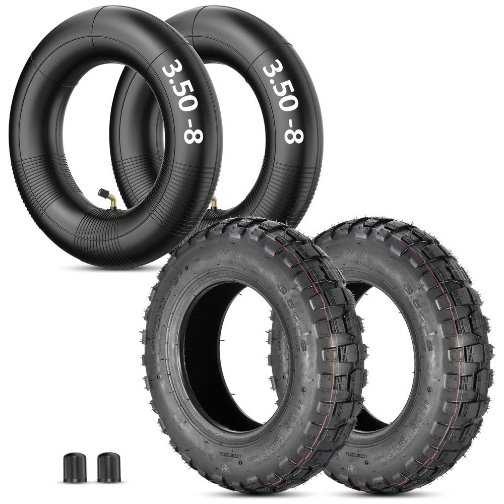 RUTU 3.50-8 Tire with Inner Tube -fit Monkey Bike Z50 Z50A Z50R Z50RD MT50 Mini Trail & Off-Road Bikes - TR87 Bent Valves - Anti-Explosion & Puncture-Proof Inner Tubes