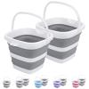2 Pack Collapsible Buckets 5L 1.3Gallon Small Cleaning Bucket for Household Portable Plastic Bucket Outdoor Car Washing Tub Foldable Camping Beach Sand Water Pot Pail Space Saving Square Grey view 1