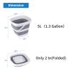 2 Pack Collapsible Buckets 5L 1.3Gallon Small Cleaning Bucket for Household Portable Plastic Bucket Outdoor Car Washing Tub Foldable Camping Beach Sand Water Pot Pail Space Saving Square Grey view 2