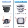 2 Pack Collapsible Buckets 5L 1.3Gallon Small Cleaning Bucket for Household Portable Plastic Bucket Outdoor Car Washing Tub Foldable Camping Beach Sand Water Pot Pail Space Saving Square Grey view 3
